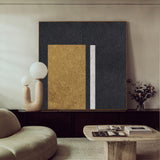 Black Minimalist Painting Oversized Painting Canvas Gold Minimalist Painting