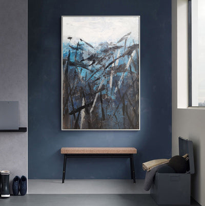 Blue And Black Abstract Painting Blue Canvas Painting Oversized Canvas Art Contemporary Abstract Painting Large Canvas Art For Living Room