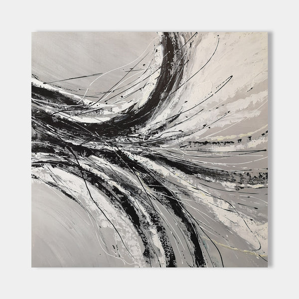 40 x 40 Abstract Modern Art Paintings Square Black And White Canvas Art