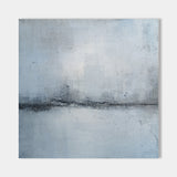 40 x 40 Square Abstract Beach Painting Light Blue Abstract Wall Art