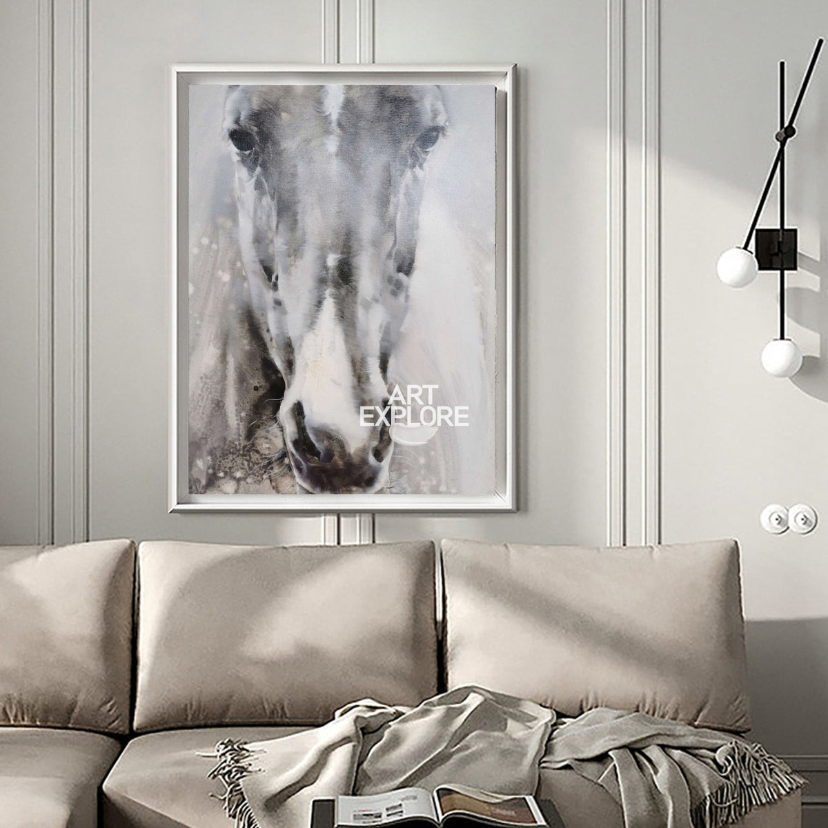 Grey Abstract Horse Art #ANH27