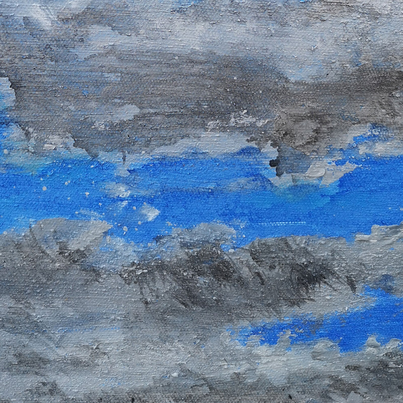 Square Abstract Ocean Painting Blue And Grey Wall Art Seascape Art