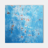 40 x 40 Light Blue And Rust Wall Art Original Canvas Painting For Sale