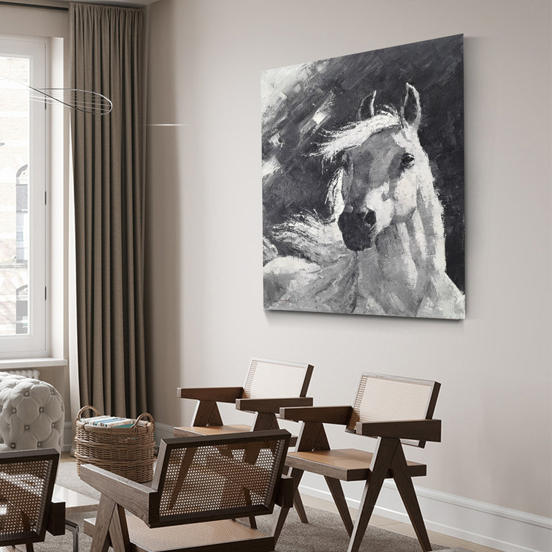 Black And White Horse Painting Abstract Horse Art Contemporary Horse Art