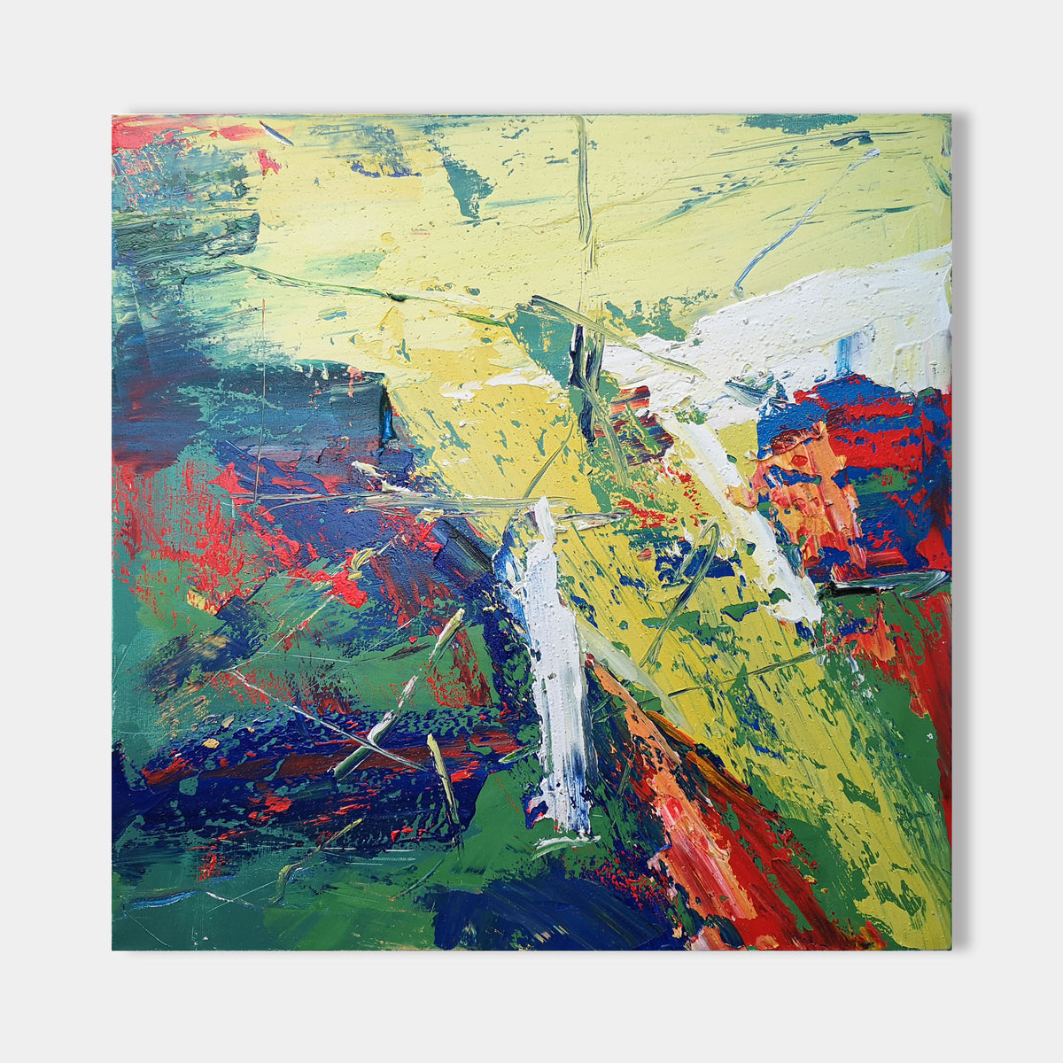 Red Abstract Painting 40 X 40 #IS17