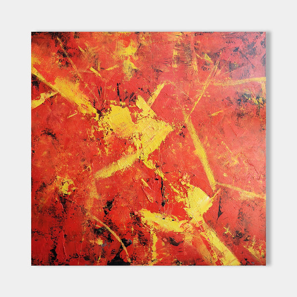 40 x 40 Square Red Canvas Wall Art Modern Abstract Acrylic Painting