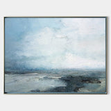 Abstract Beach Art Extra Large Coastal Canvas Wall Art Beach Blue Paint Impressionist Beach