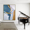 Large Vertical Blue Gold Wall Art Oversized Abstract Canvas Art For Living Room