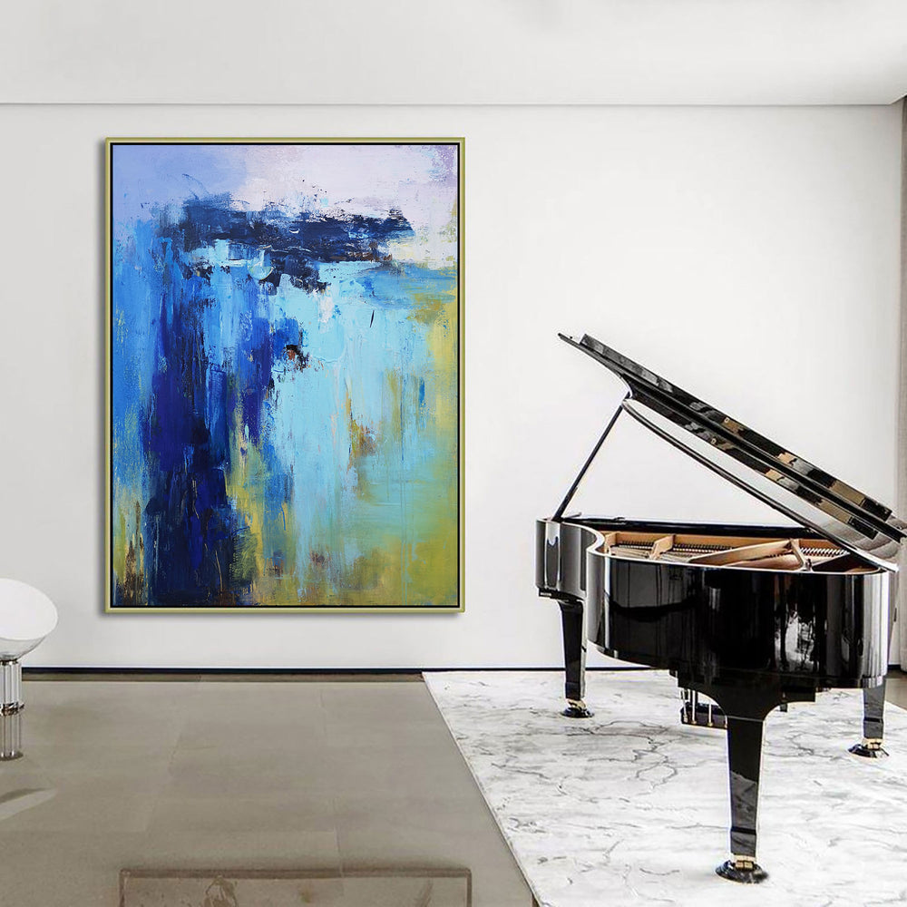 Large Abstract Coastal Canvas Art  Acrylic Abstract Beach Painting On Canvas For Living Room 