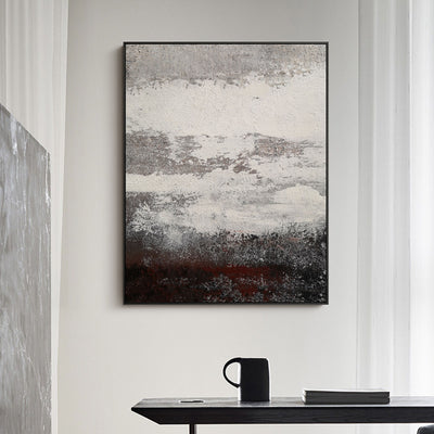 Grey And White Abstract Painting Original impressionism abstract Canvas Art Grey Canvas Wall Art Modern Abstract Paintings For Living Room