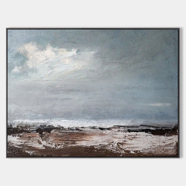 Modern Coastal Artwork Sea scape Wall Art Oversized Seaside Painting