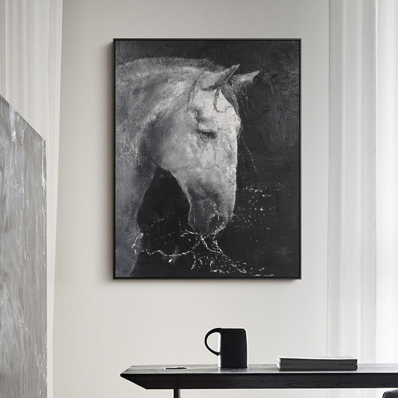 Abstract Black And White Horse Art Large Horse Canvas Art Modern Horse Paintings For Sale