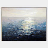 Ocean Sunset Painting Large Blue Ocean Canvas Wall Art Ocean Wave Canvas Art 