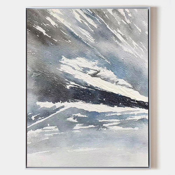 Abstract Landscape Painting Winter Acrylic Paintings Winter Scenery Painting White And Blue Art