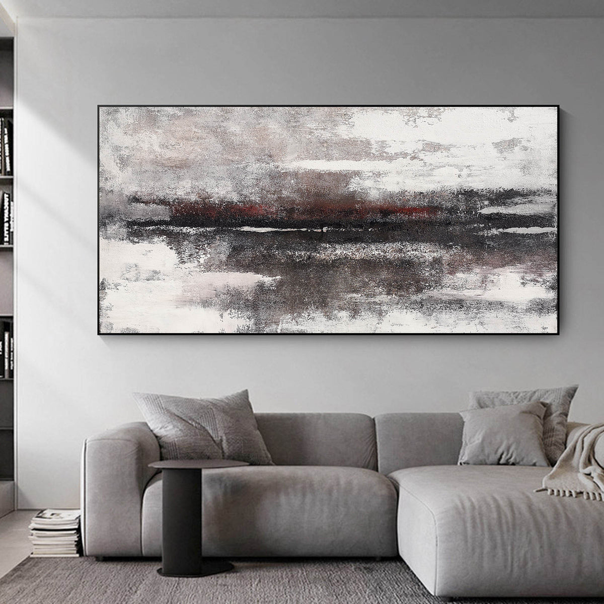 Huge Black And White Beach Wall Art Panoramic Modern Coastal Artwork Acrylic Oversized Coastal Wall Art