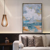 Vertical Modern Beach Canvas Painting Abstract Ocean Painting Large Beach Artwork For Living Room