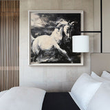 Large Running Horses Painting Black And White Horse Art Extra Large Abstract Horse Wall Art