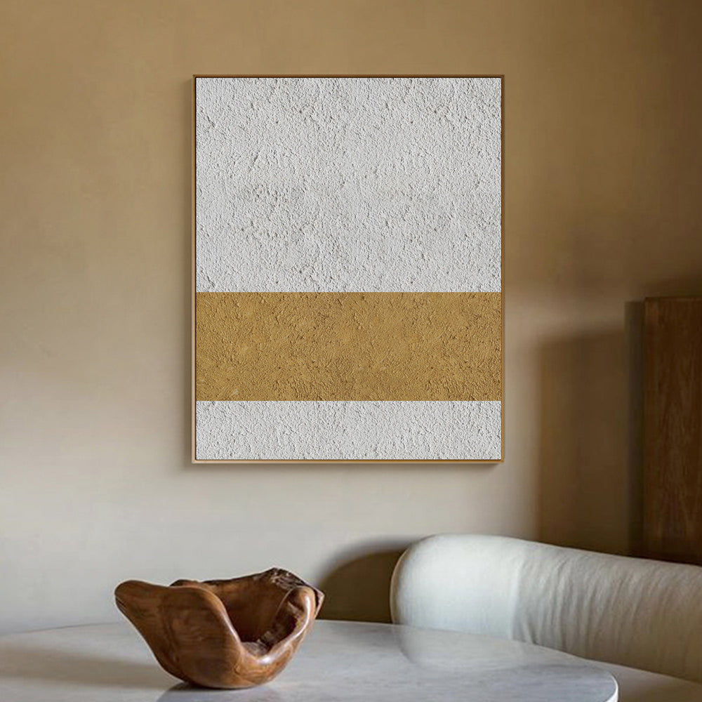 Large Contemporary Art Extra Large Minimalist Painting Glod White Black Abstract