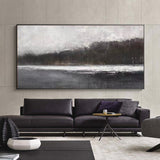 Large Black And White Abstract Art, Landscape Canvas Wall Art Modern Acrylic Painting For Sale