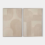 2 Piece Abstract Wall Art Abstract Acrylic Painting Beige Textured Minimalist Abstract Wall Art For Sale