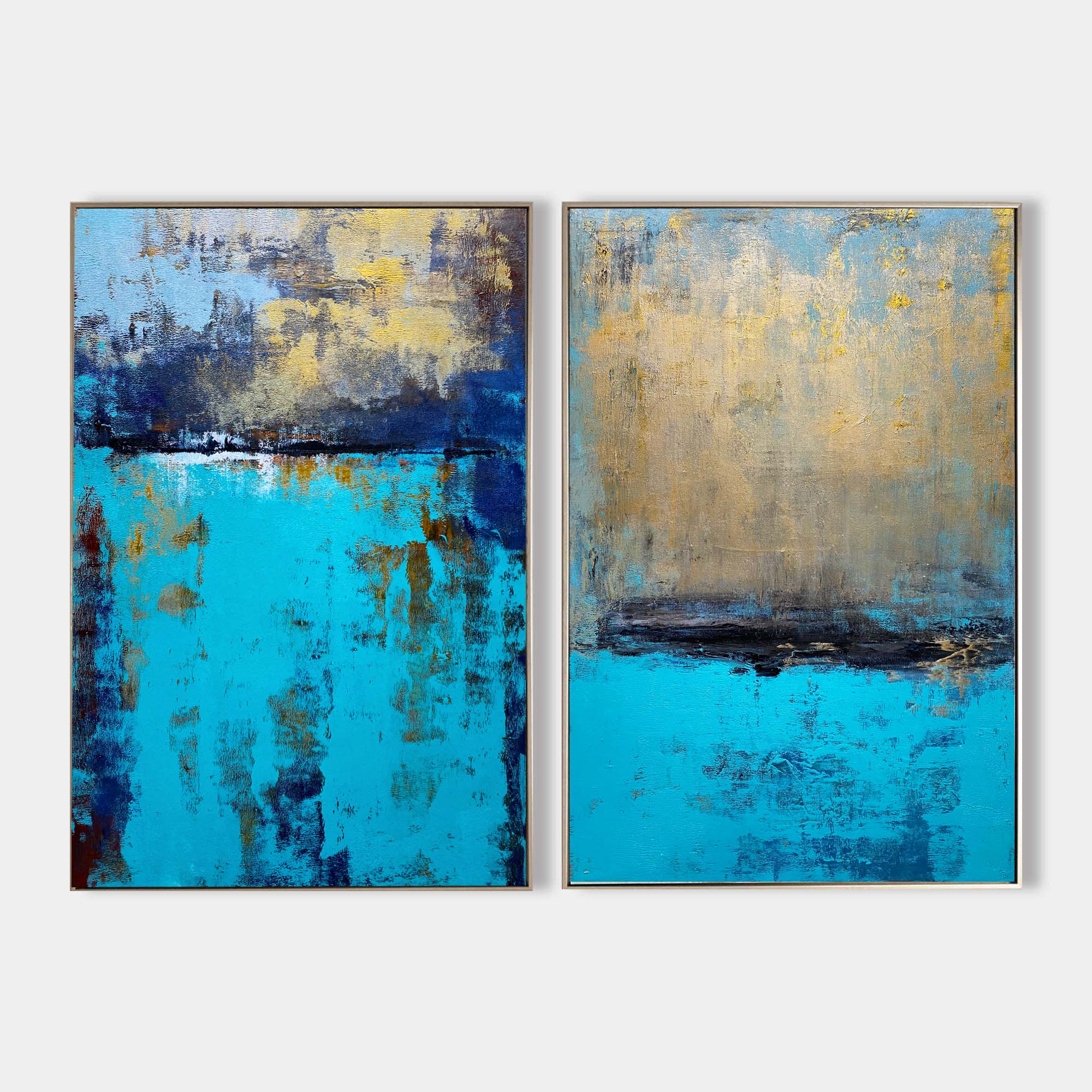 Modern Abstract Wall Art Blue Textured Minimalist Abstract Art Set Of ...