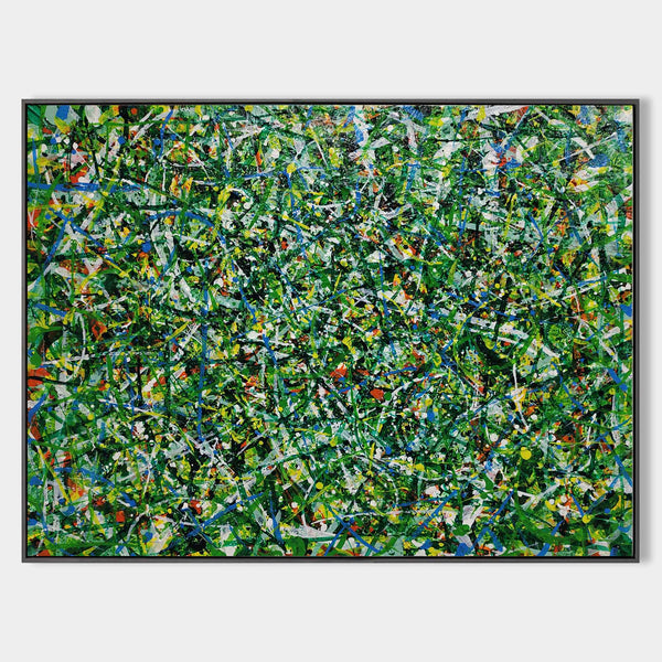 40'' X 30'' Modern Green Large Wall Art Abstract Horizontal Paintings Artwork In Stock For Sale