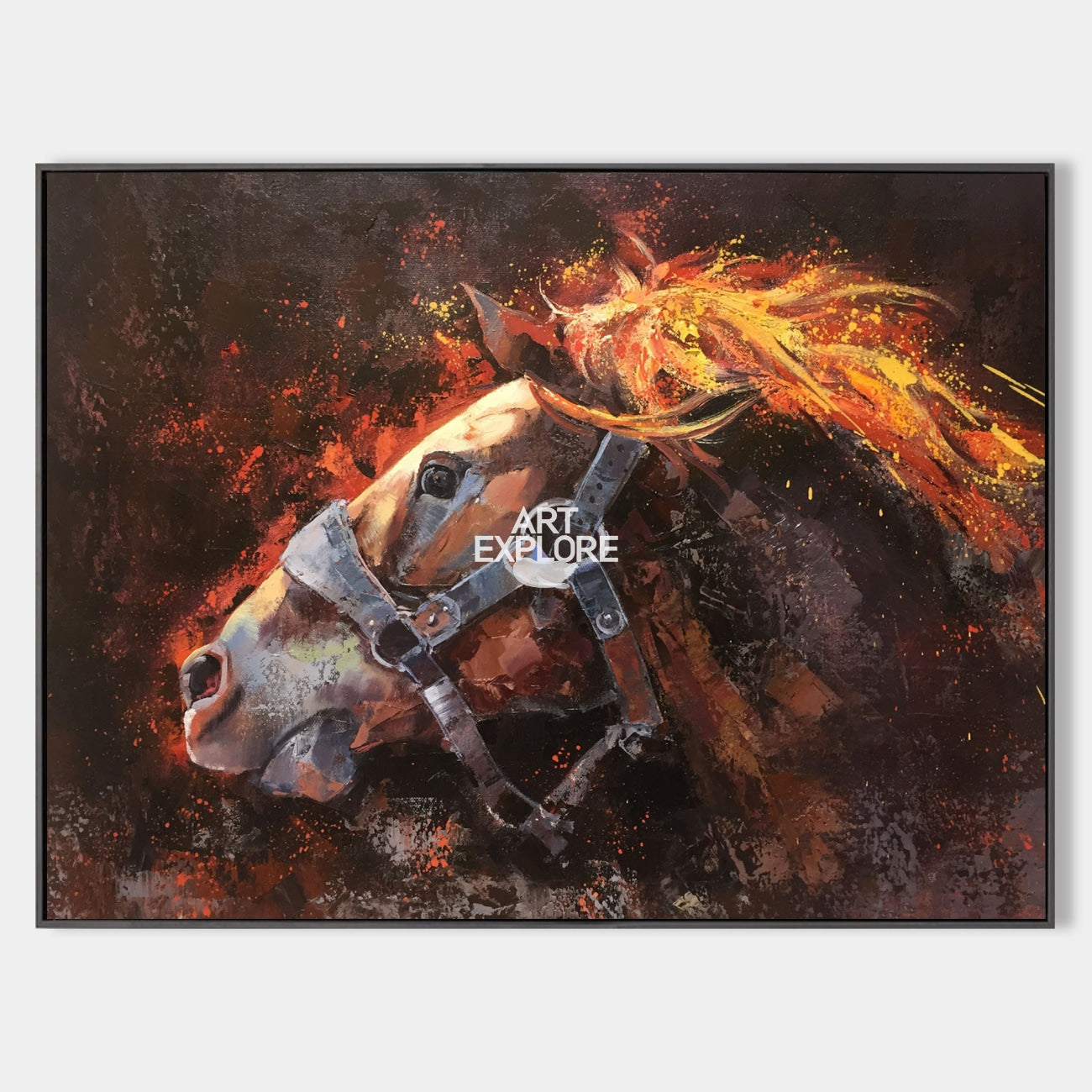 Large Brown Horse Painting Horse Livingroom Canvas Wall Art Running Horse Painting For Sale