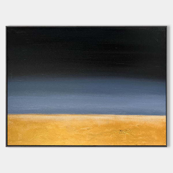 Large Black And Gold Minimalist Art Acrylic Painting Livingroom Canvas Wall Art For Sale