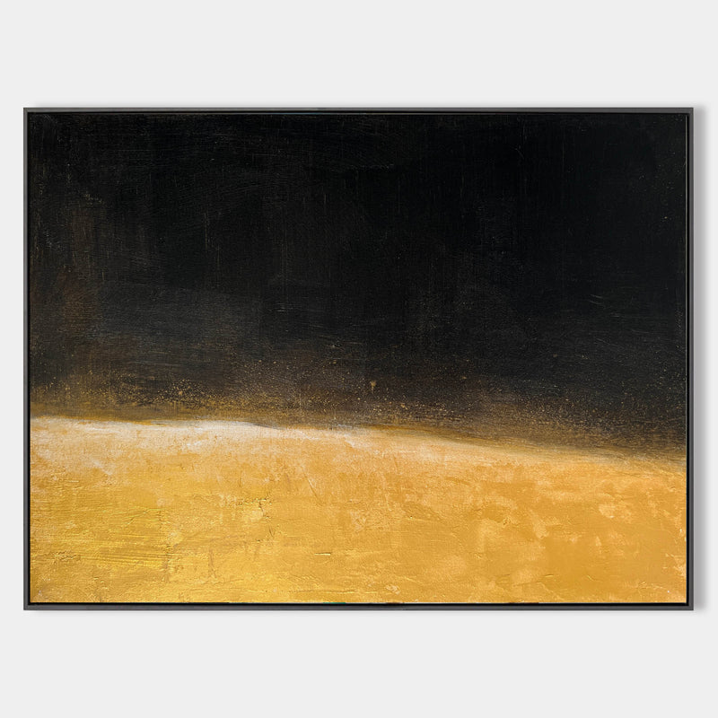 Modern Black And Gold Minimalist Wall Art Acrylic Painting Canvas Artworks For Wall Decor