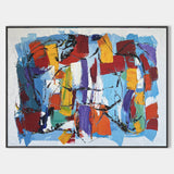 Colorful Abstract Art Large Modern Interior Canvas Art Long Horizontal Wall Art For Home Decor