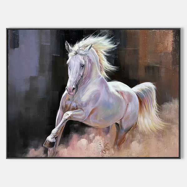 Large Wild Running Horses Painting Horse Canvas Wall Art White Horse Acrylic Painting For Sale