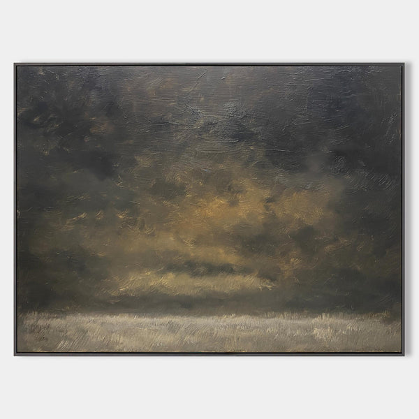 Impressionist Seascape Black and Gold Abstract Art Paintings Large Beach Canvas Wall Art  Modern Beach Art