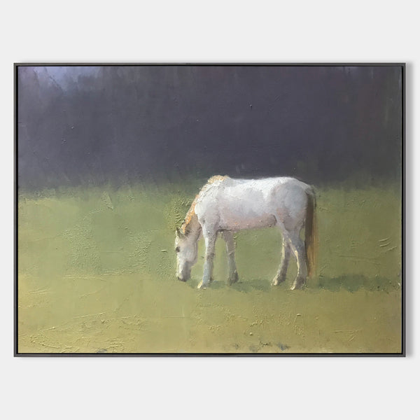 Large White Horse Acrylic Painting Horse Canvas Wall Art Modern Horses Painting For Sale