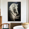 Large White Horse Oil Painting Wild Horse Canvas Art Black and White Horse Painting Livingroom painting