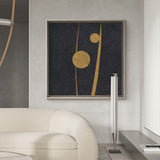 Black And Gold Abstract Art Minimalist Painting Frame For Livingroom