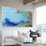 Abstract Seascape Paintings Acrylic Large Seascape Wall Art Beach Canvas Art Panoramic Abstract Painting For Livingroom