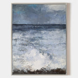 Beach Canvas Art Large Coastal Wall Art Contemporary Seascape Paintings Vertical Ocean Wave Art