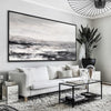 Large Black And White Beach Painting Acrylic Panoramic Abstract Seascapes Extra Large Coastal Wall Art