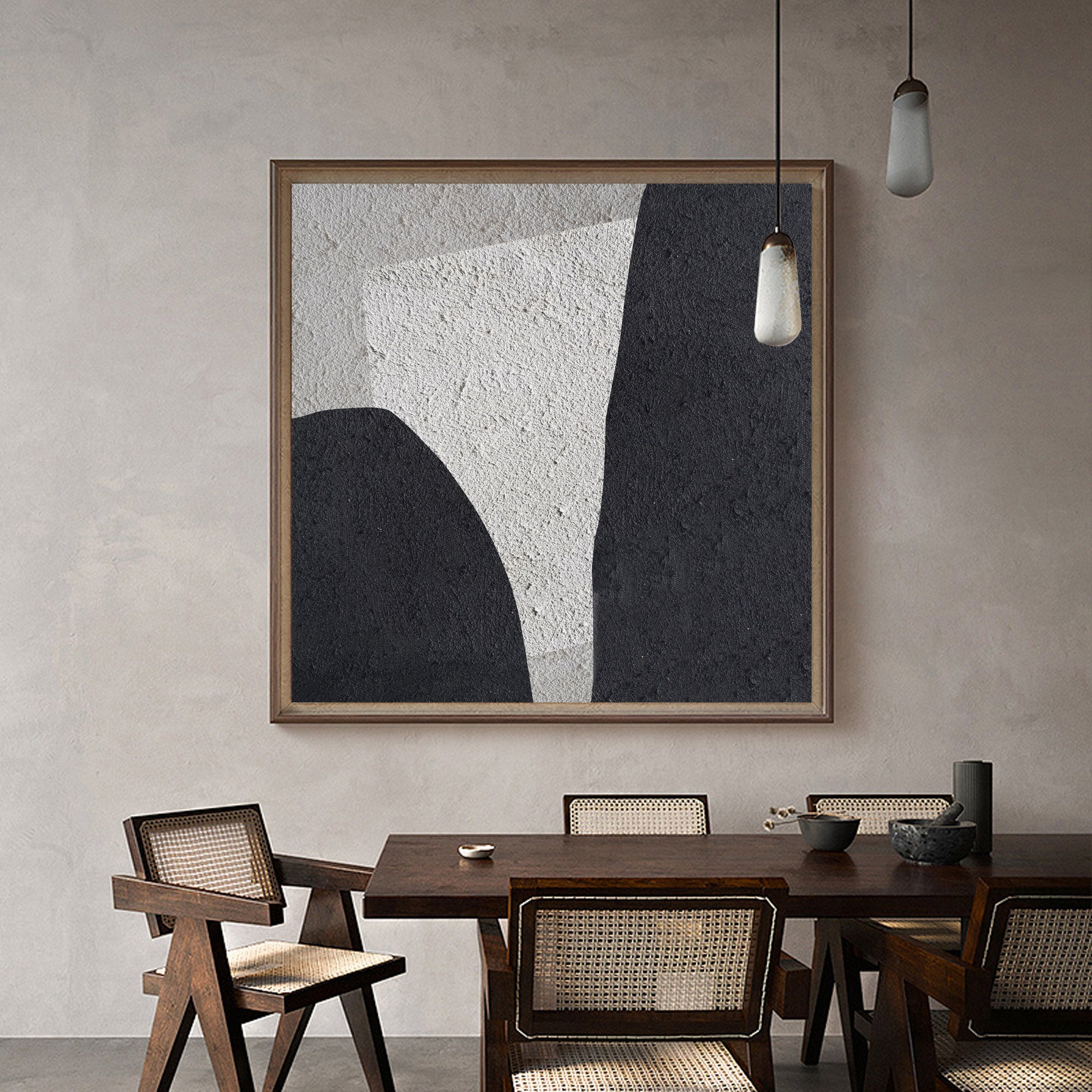 Black And White Minimalist Art Large Geometric Painting Art For Office