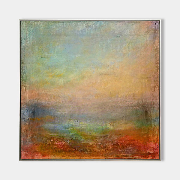 Square Abstract Landscape Art Contemporary Landscape Painting Framed