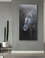 Large Black Arabian Horse Paintings Equestrian Painting Framed Horse Wall Art