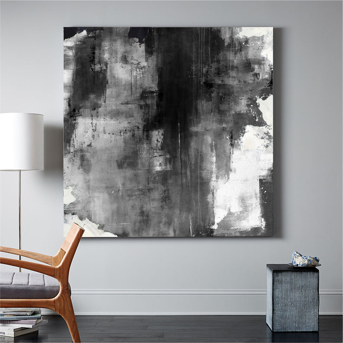 Large Grey White Abstract Painting #ABAS29