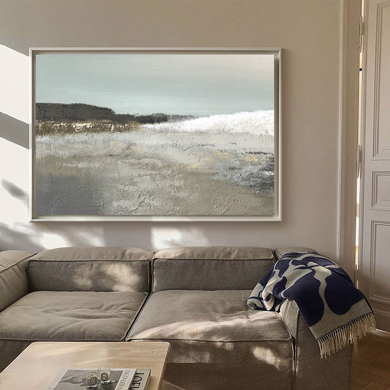 Abstract Beach Paintings On Canvas Original Acrylic Large Modern Seascape Paintings For Living Room