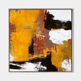 Heavy Texture Orange Abstract Art On Canvas Palette Knife Painting