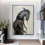 Large Black Horse Wall Art Wild Horse Oil Paintings On Canvas Horse Modern Wall Art For Sale