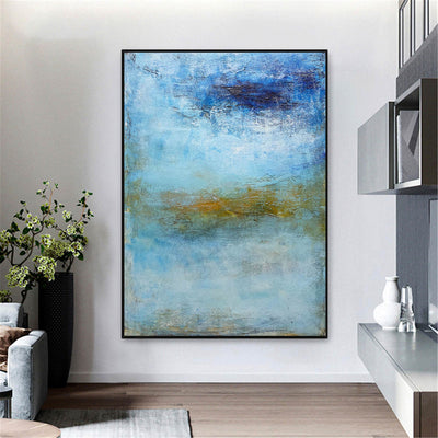 Blue Wave Oil Painting On Canvas Large Abstract Ocean Wall Art Ocean Wave Painting Acrylic Textured Art Blue And Gold Abstract Painting