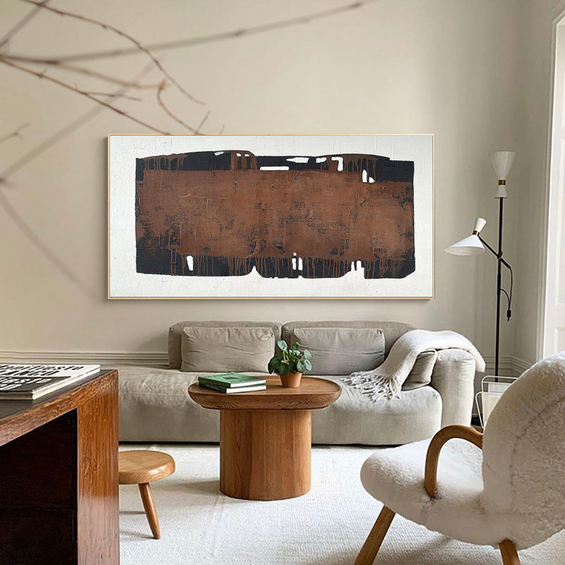 Wabi-sabi Canvas Art Painting Modern Brown Minimalist Wall Art Interior Abstract Art For Sale