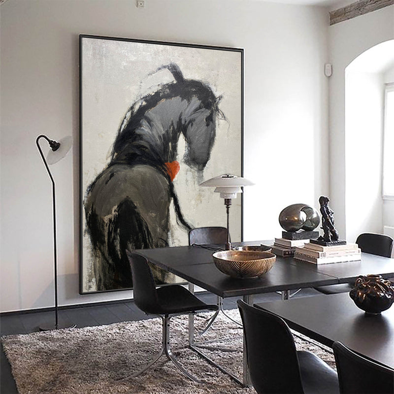 Large Black Horse Wall Art Wild Horse Oil Paintings On Canvas Horse Modern Wall Art For Sale