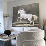 White Running Horses Canvas Wall Art Extra Large Wild Horse Canvas Art Moddern White Horse Painting