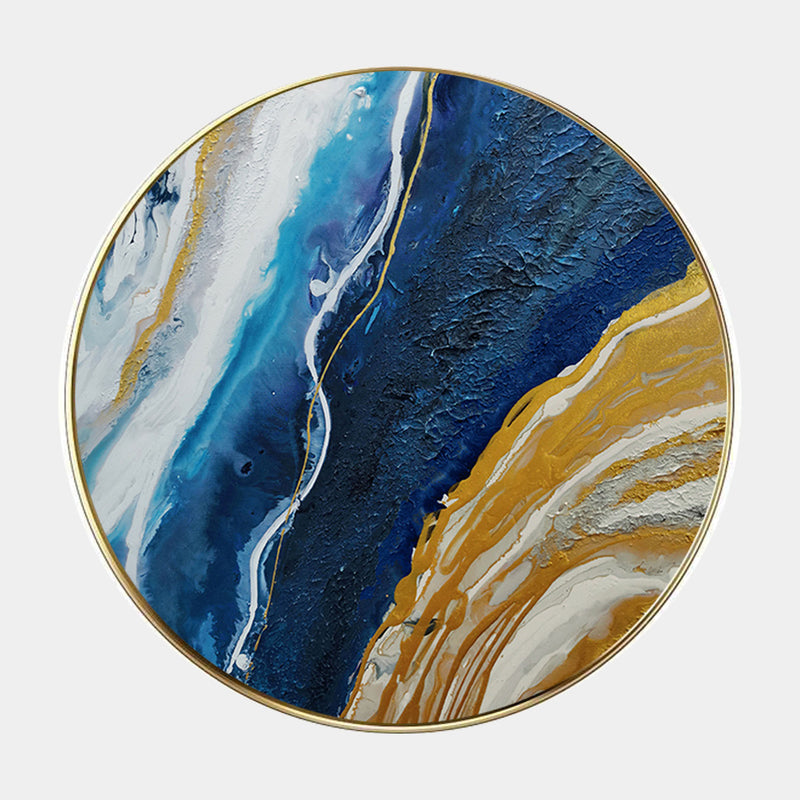 Modern Blue Abstract Art Painting Blue Circular Wall Art Framed Canvas Art | Artexplore